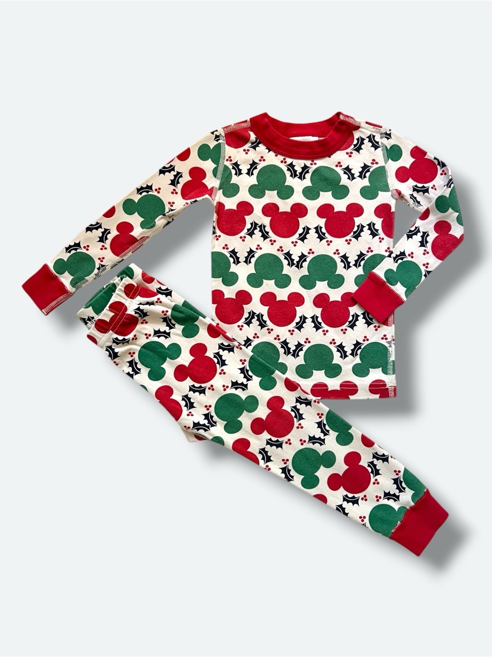 Hanna Andersson Disney Mickey Mouse Christmas Pajama Set Organic Cotton 3T